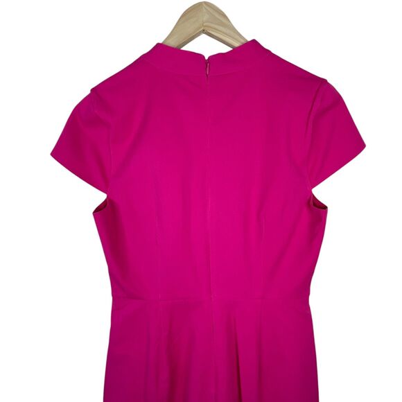 J. Crew Women's V-Neck Sheath Dress Sz 6 Bi-stretch Cotton Pink Fuchsia - Picture 6 of 12